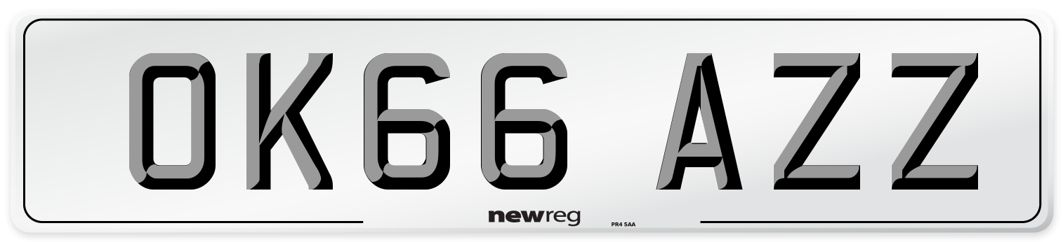 OK66 AZZ Number Plate from New Reg